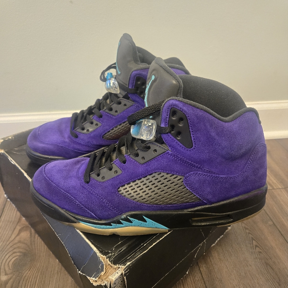 Purple and Black Sneakers with Blue Accents